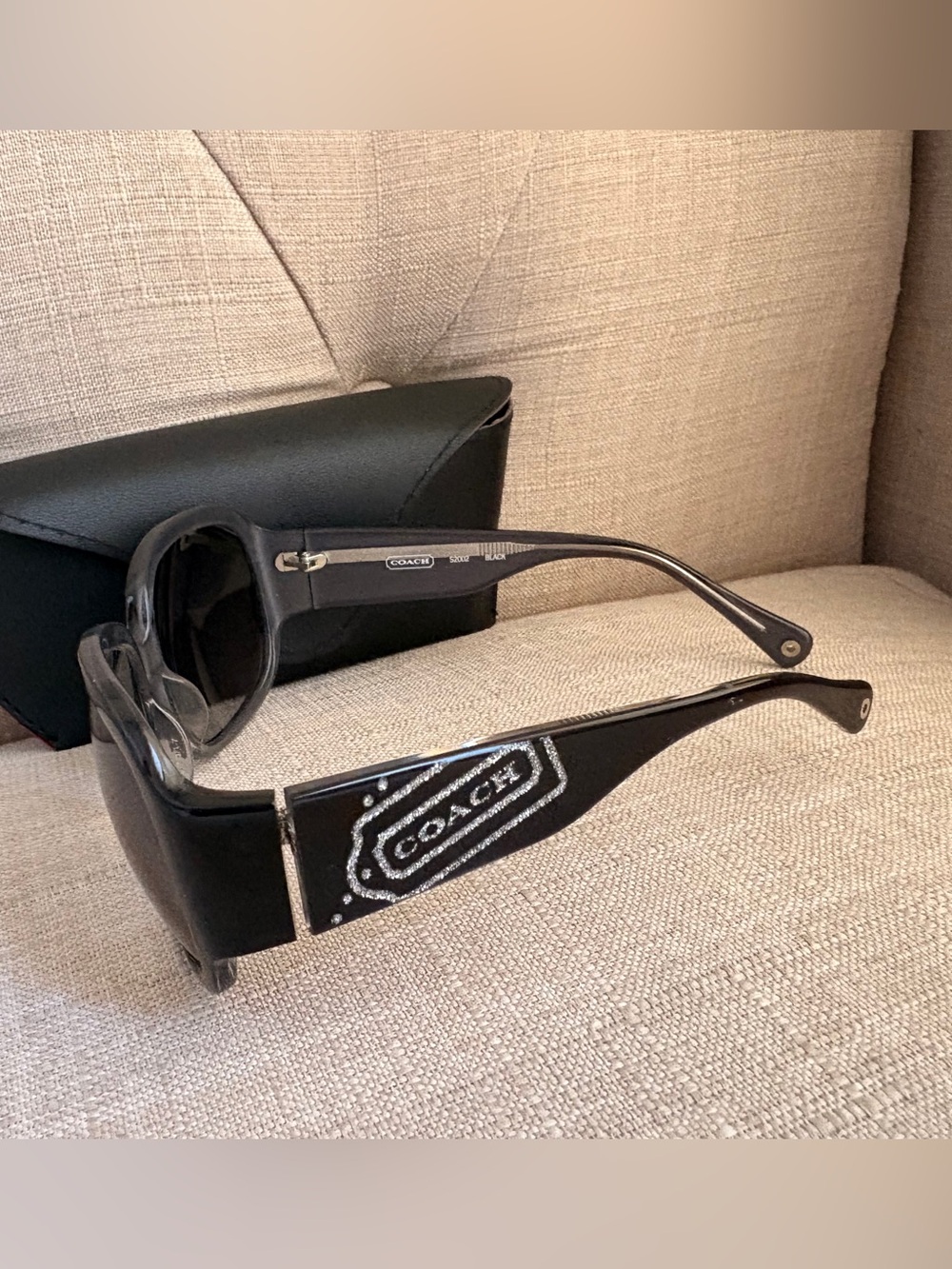 Coach Black Logo Sunglasses with Silver Crystal Detail